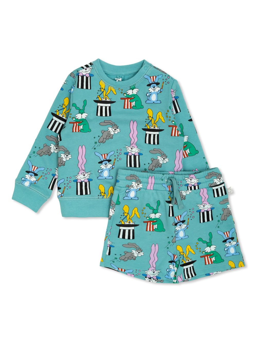 Stella McCartney Kids 图案印花卫衣与短裤套装 - 蓝色