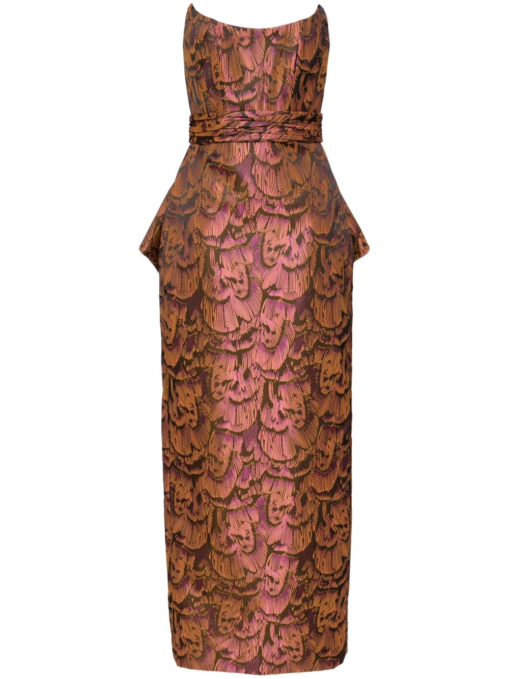 Amsale 提花蝴蝶结礼服 - 橘色