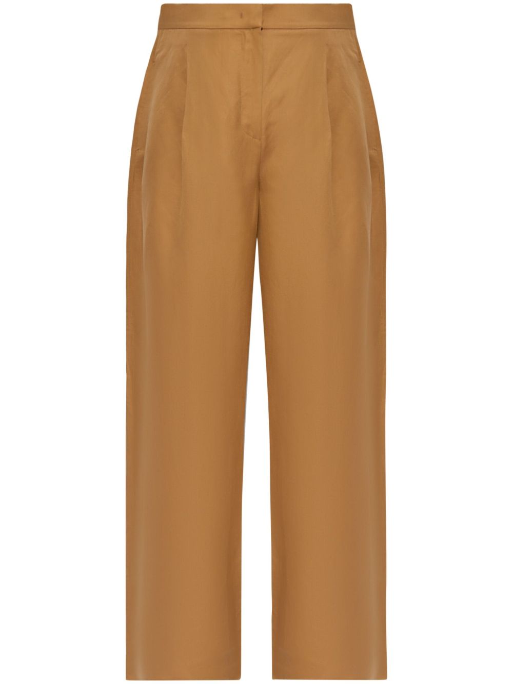 Max Mara 隐藏式开合亚麻混纺长裤 - 褐色