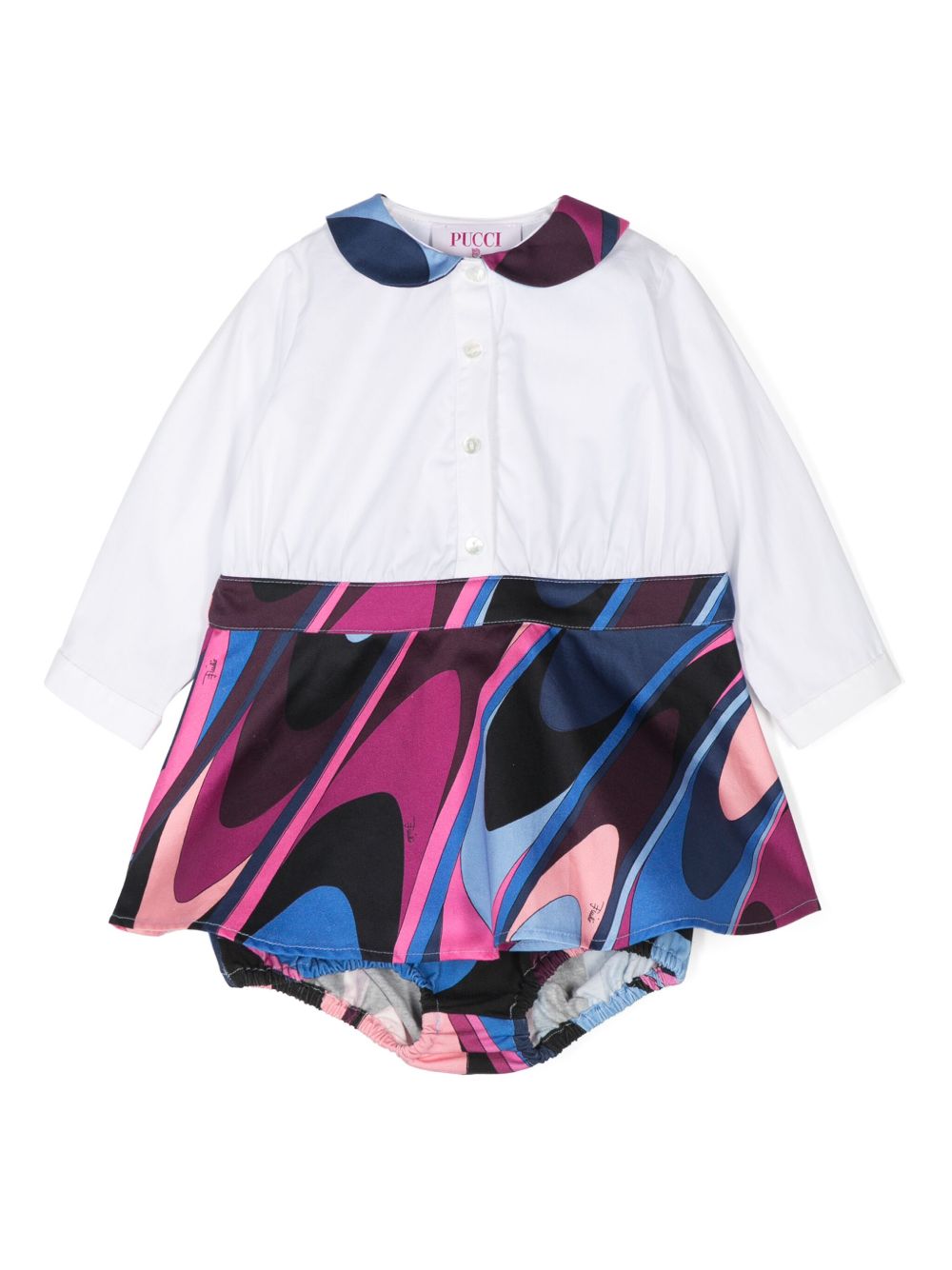 PUCCI Junior Iride 印花棉衬衫裙套装 - 白色