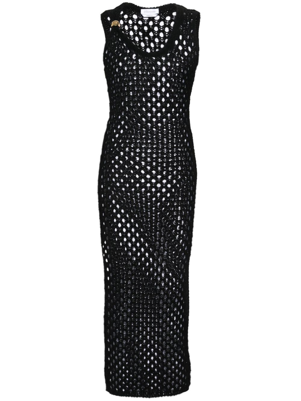 Blumarine 钩编针织棉长款连衣裙 - 黑色