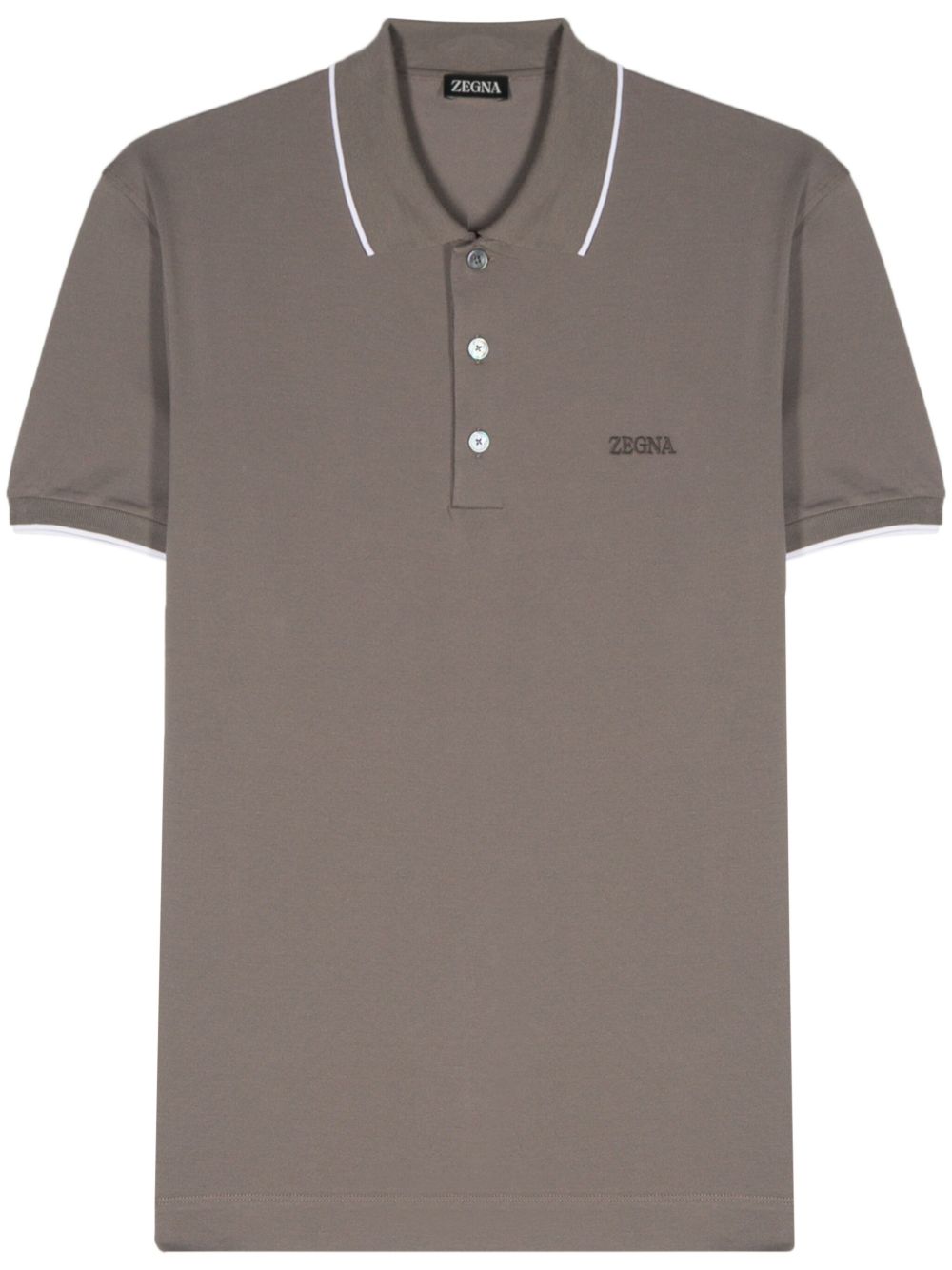Zegna logo刺绣polo衫 - 绿色