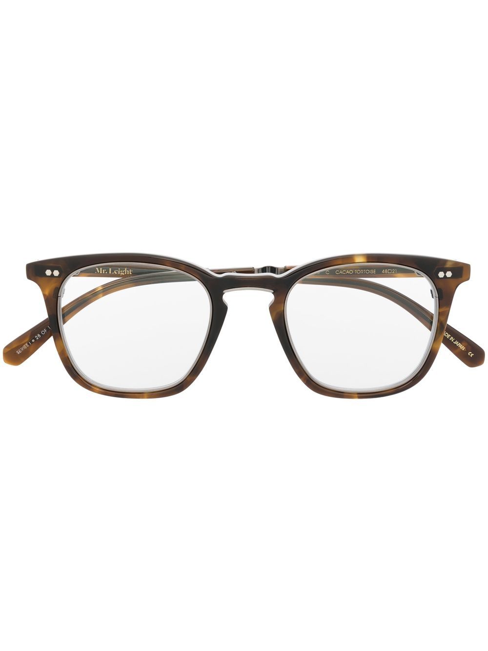 Garrett Leight 玳瑁纹方框眼镜 - 褐色