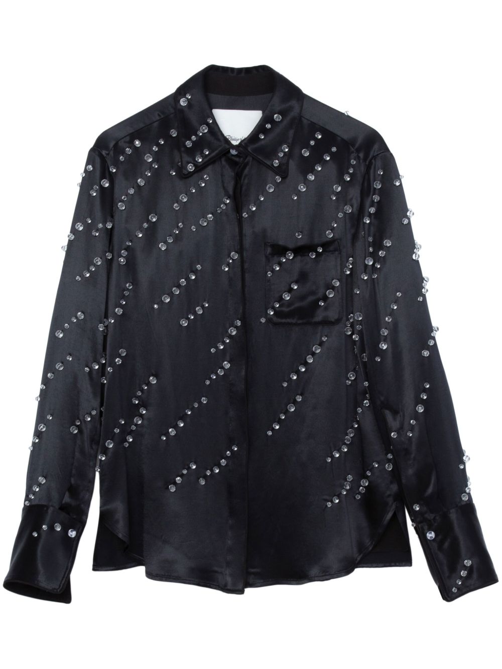 3.1 Phillip Lim 珠饰镶嵌缎面衬衫 - 黑色