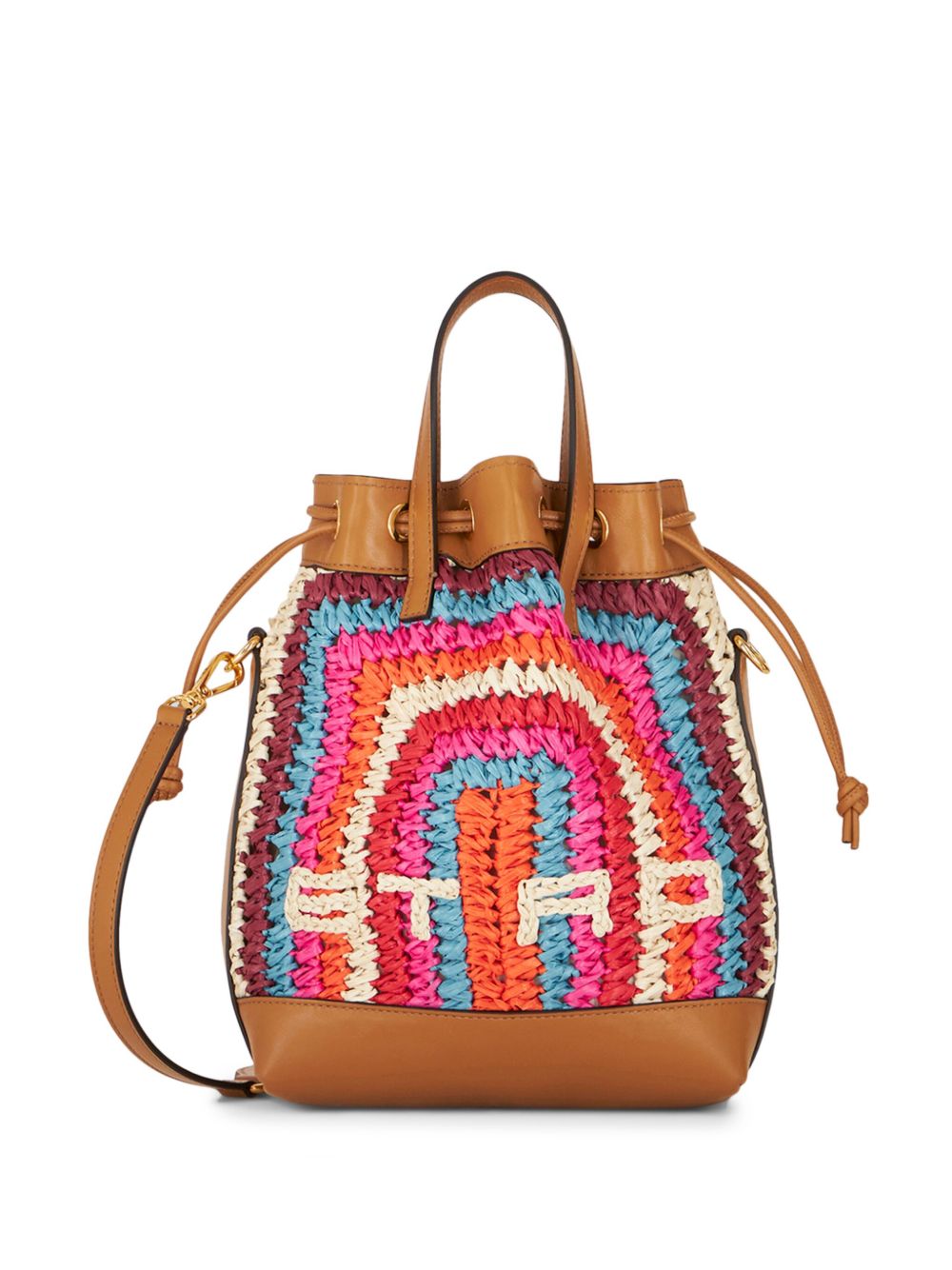ETRO 钩编针织logo细节手提包 - 褐色