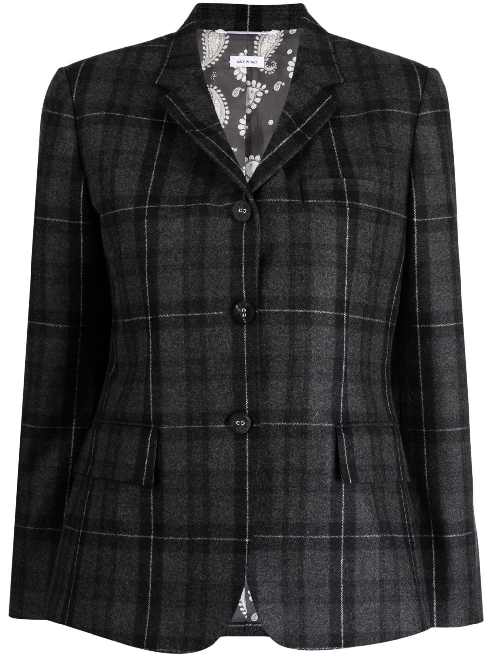 Thom Browne checked single-breasted blazer - 灰色