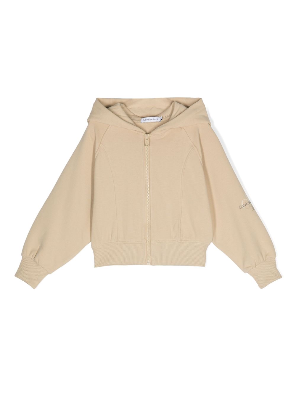Calvin Klein Kids logo印花拉链连帽衫 - 中性色