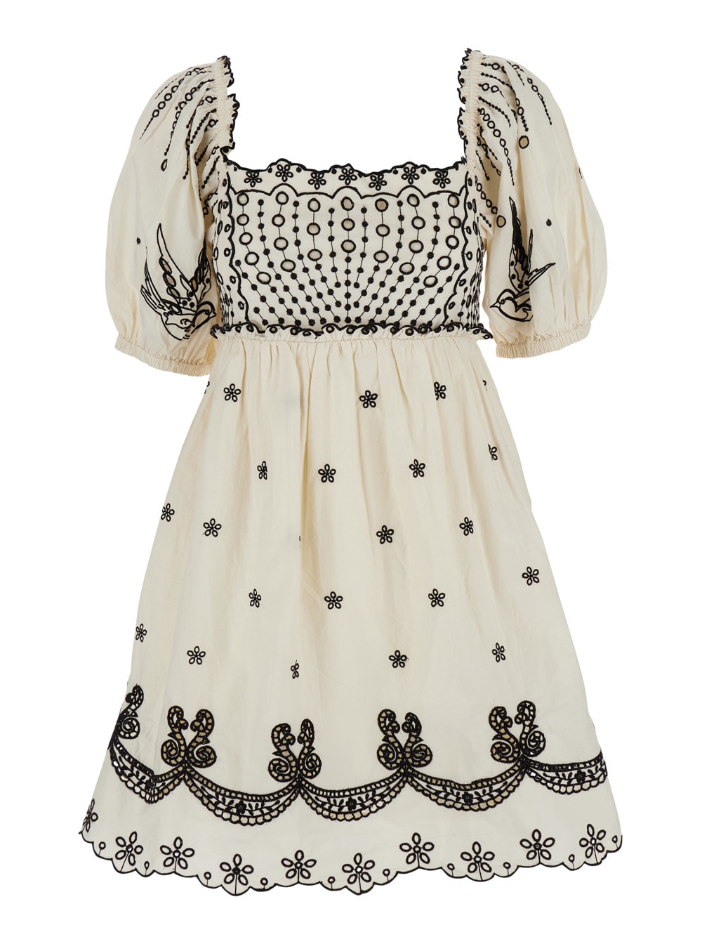 Sea New York kingsley White Dress With All-over Embroidery In Cotton Woman