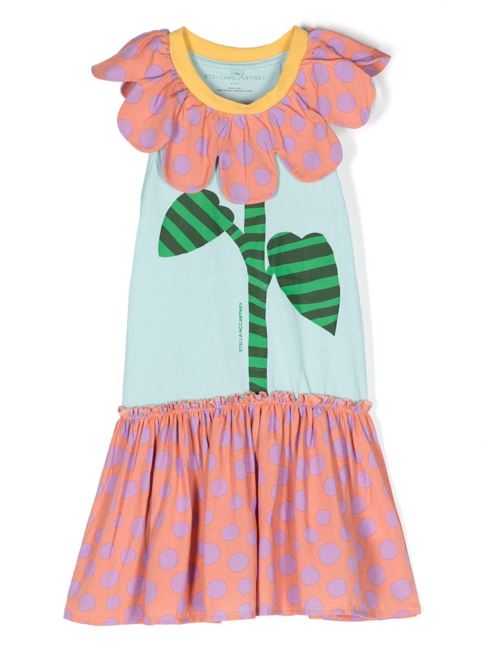 Stella McCartney Kids 图案印花伞形连衣裙 - 蓝色