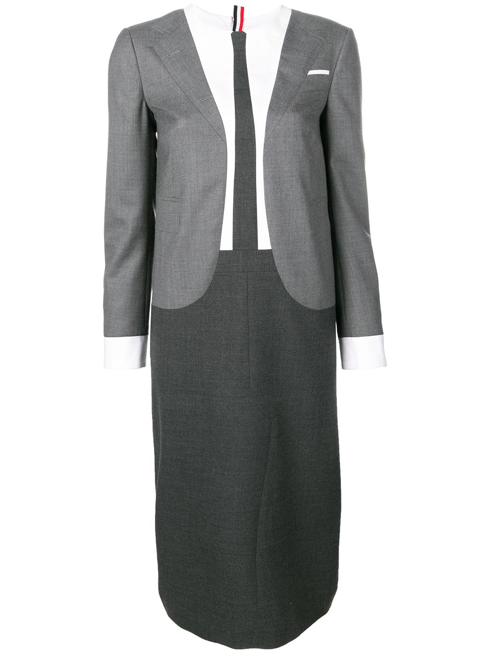 Thom Browne TROMPE L'OEIL SUPER 120s 连衣裙 - 灰色