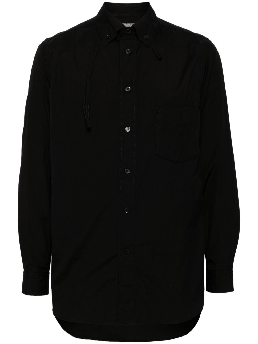 Yohji Yamamoto 搭链缝线府绸衬衫 - 黑色