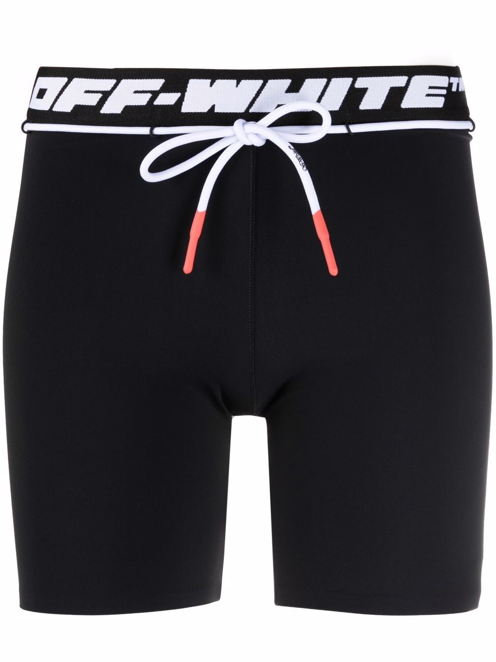 Off-White logo裤腰运动短裤 - 黑色
