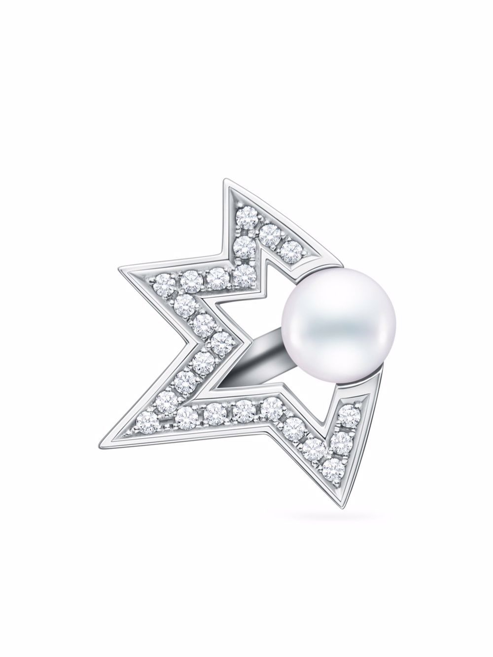 TASAKI 18K白金 Collection Line Comet Plus 钻石珍珠耳骨夹 - 银色
