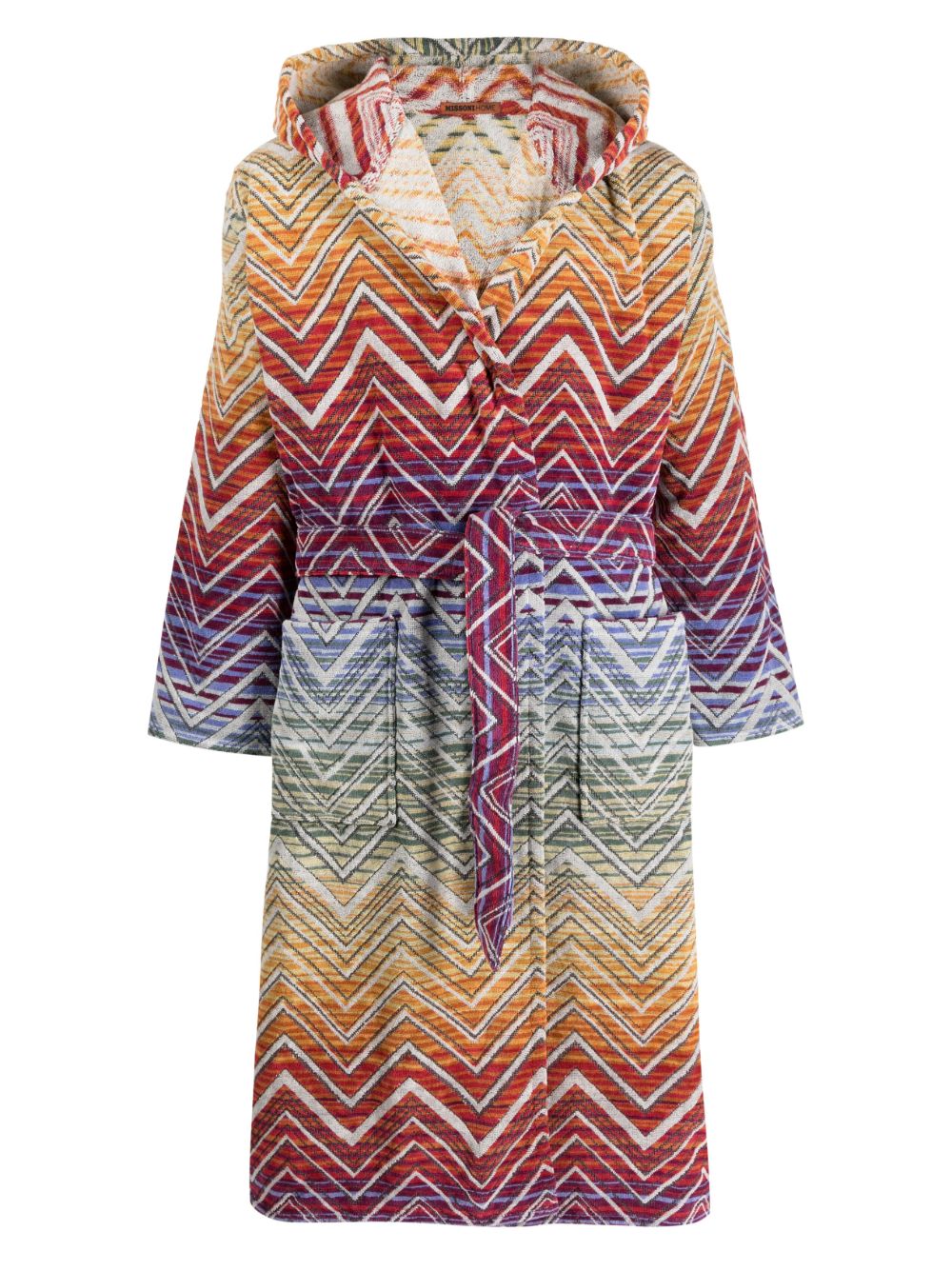 Missoni Home Z字形图案印花毛巾布浴袍 - 橘色