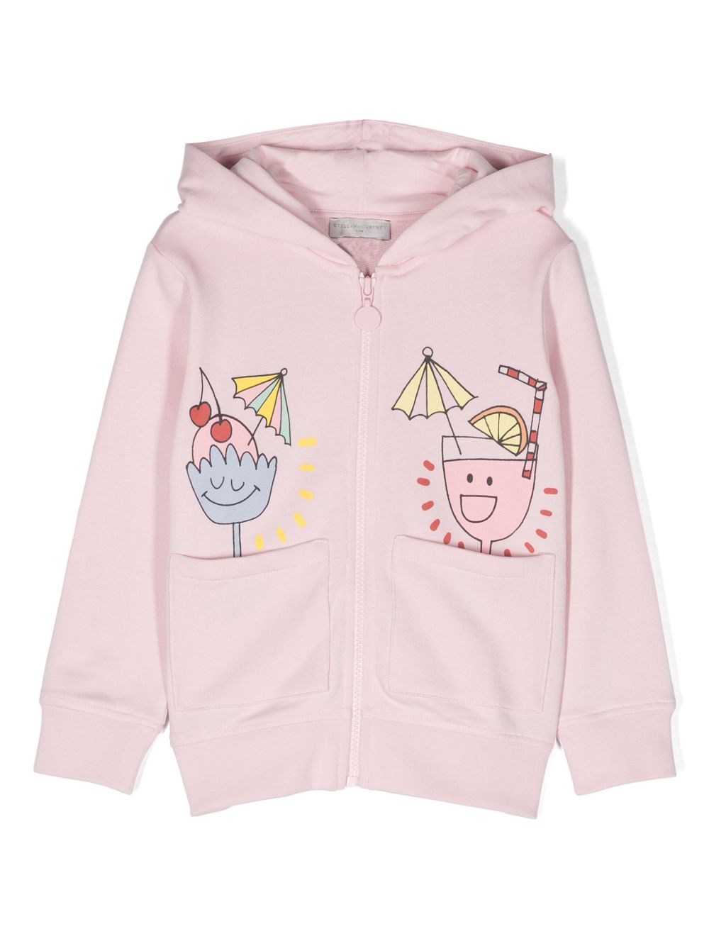 Stella McCartney Kids 图案印花拉链连帽衫 - 粉色