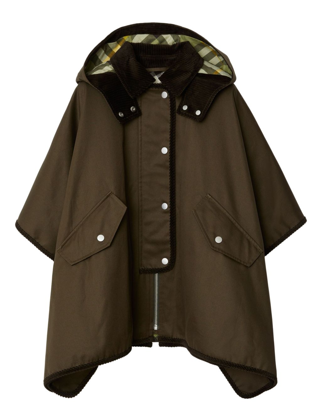 Burberry Kids 连帽棉斗篷 - 绿色