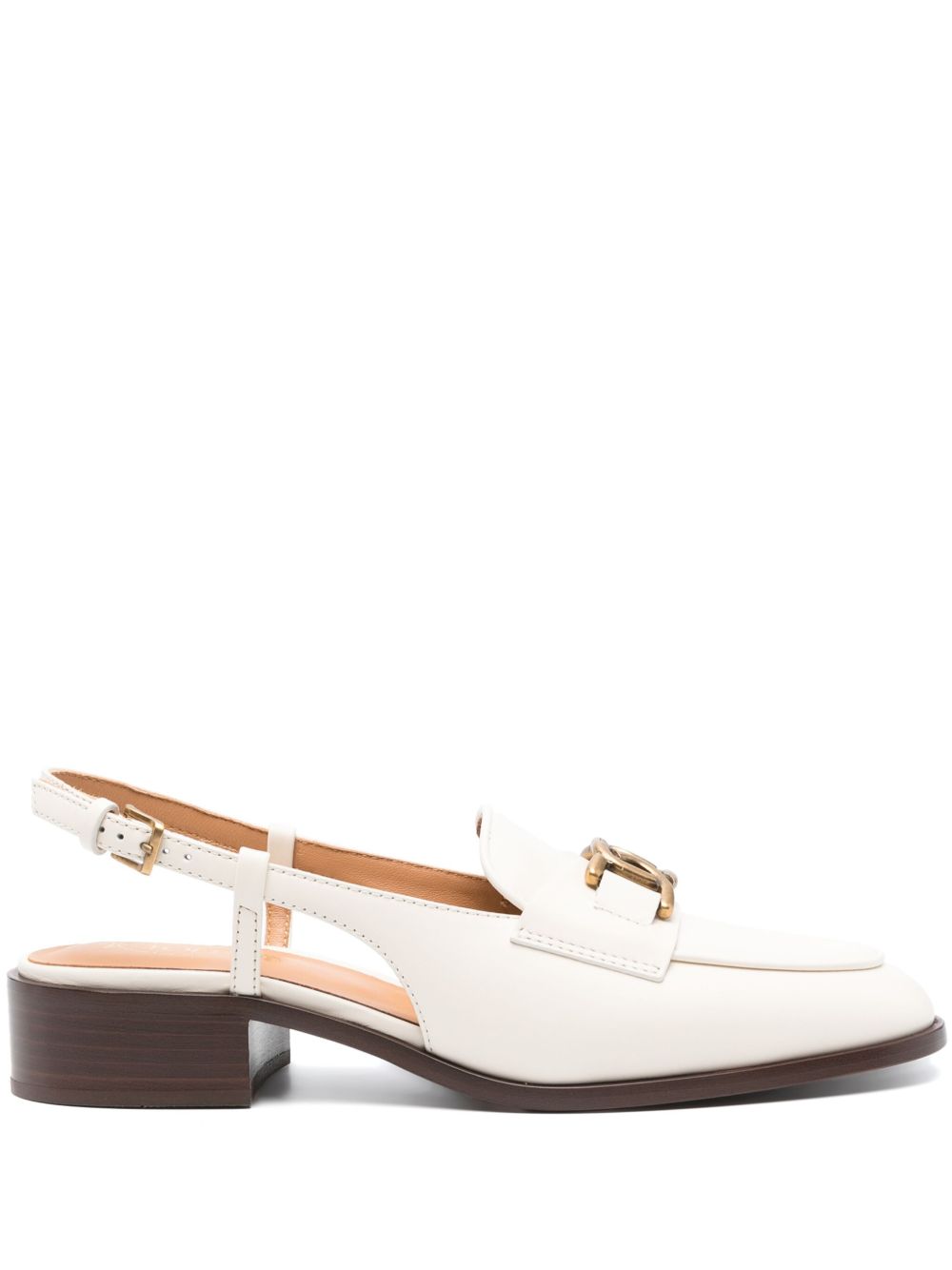 Tod's 皮质低跟乐福鞋 - 白色