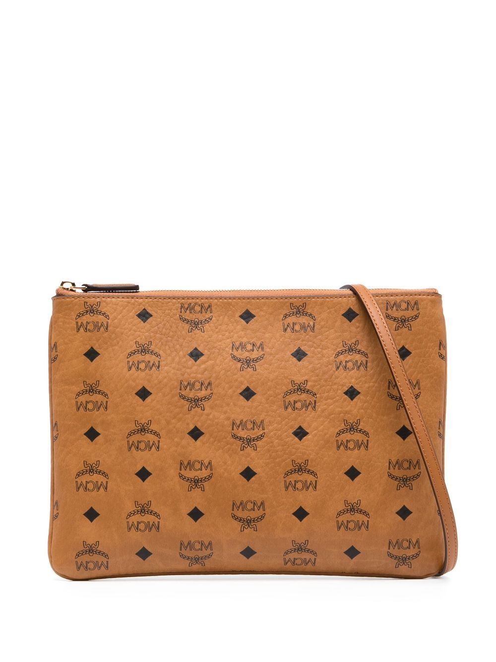 MCM Visetos logo印花斜挎包 - 褐色