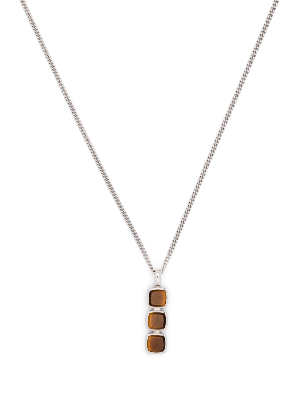 Tom Wood Mini Cushion pendant Tiger Eye 项链 - 银色