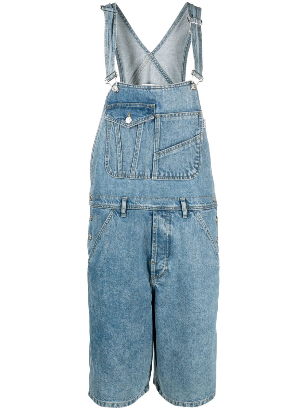 MOSCHINO JEANS 阔腿牛仔背带裤 - 蓝色