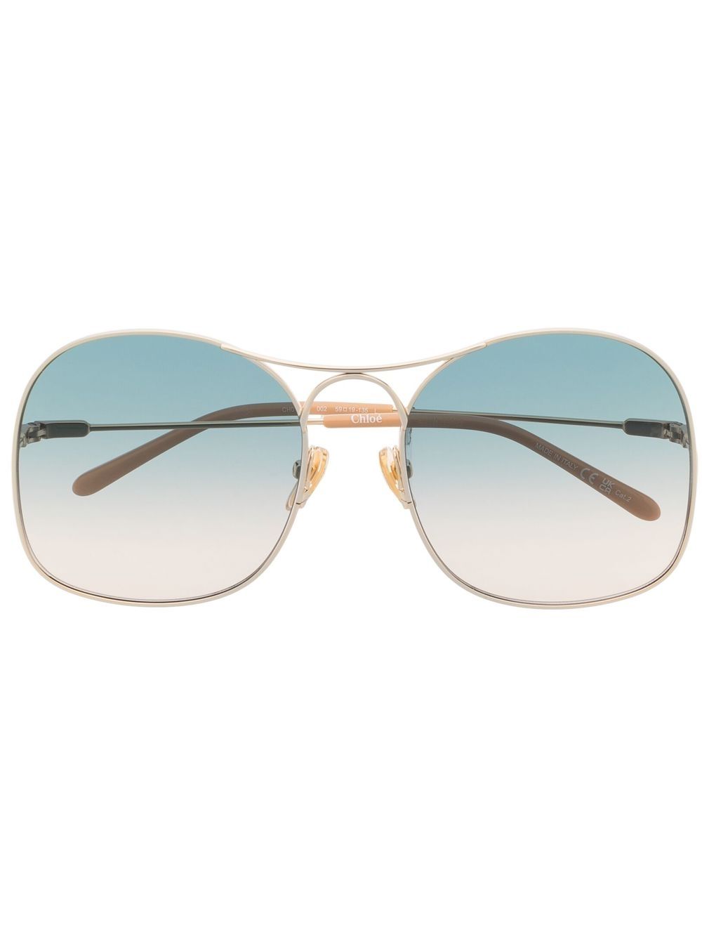 Chloé Eyewear 超大框太阳眼镜 - 金色