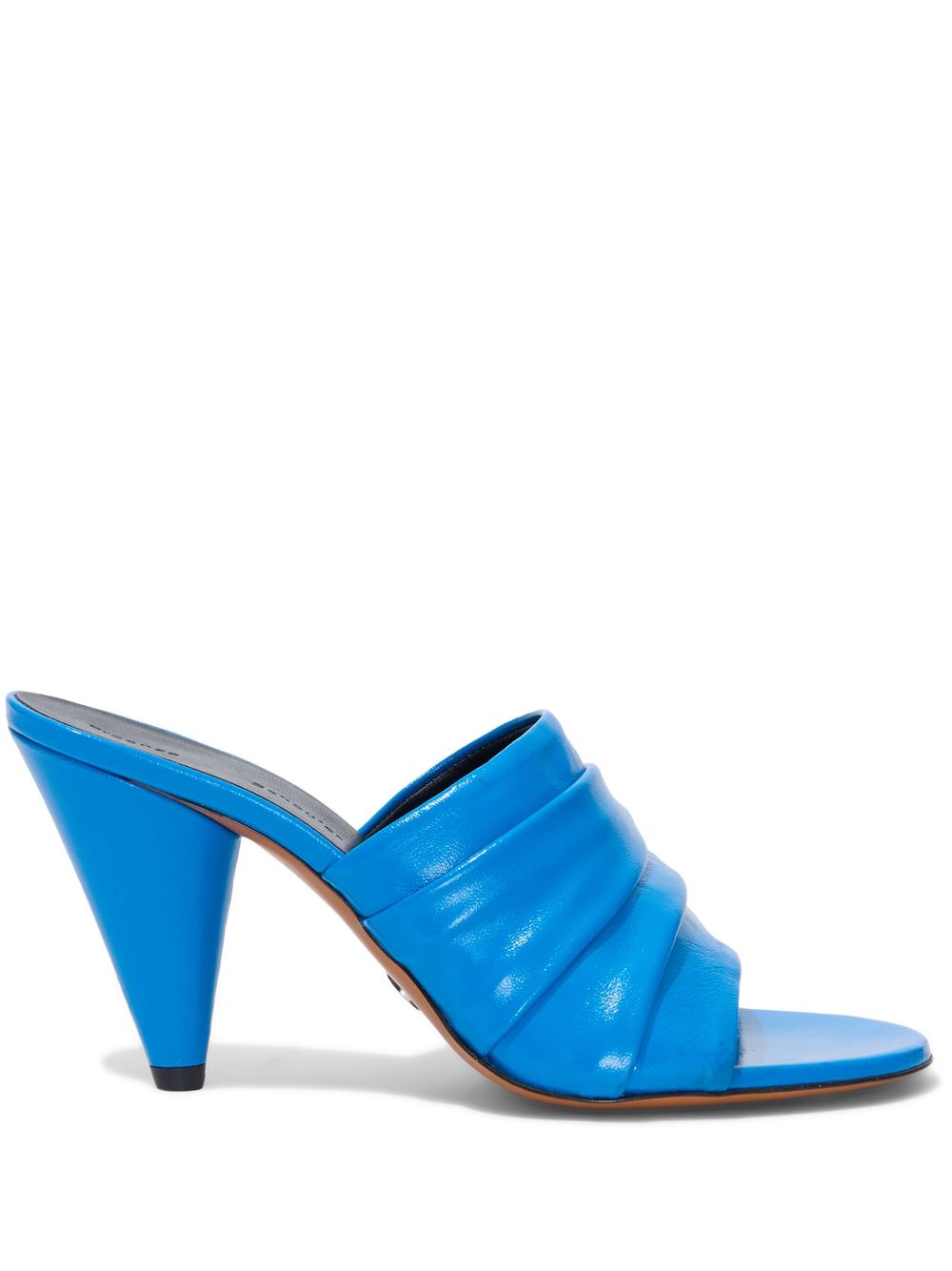 Proenza Schouler 高跟缩褶细节皮质凉鞋 - 蓝色