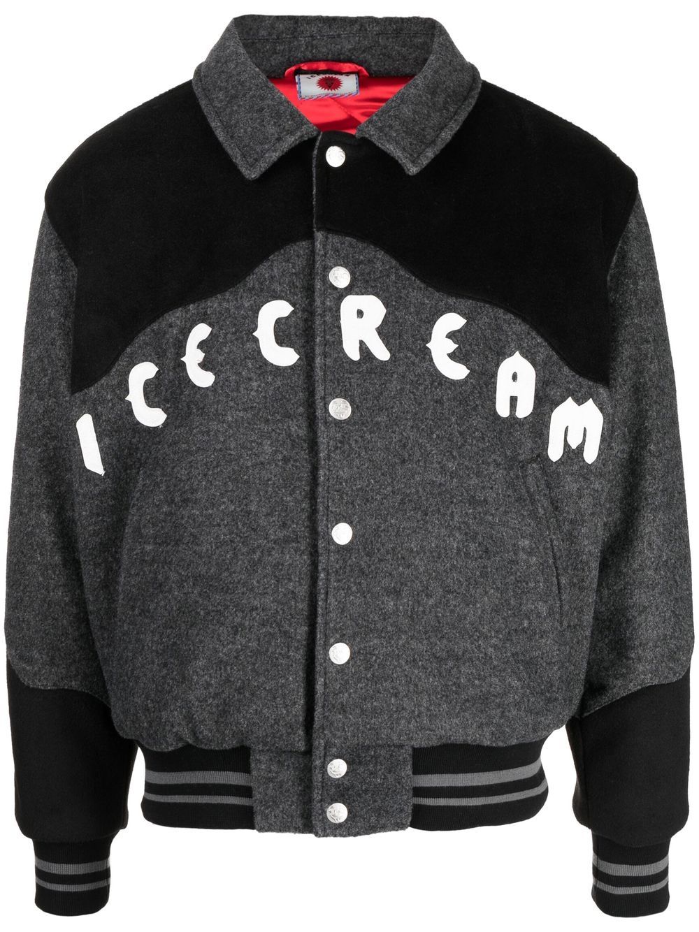 ICECREAM logo刺绣棒球夹克 - 灰色