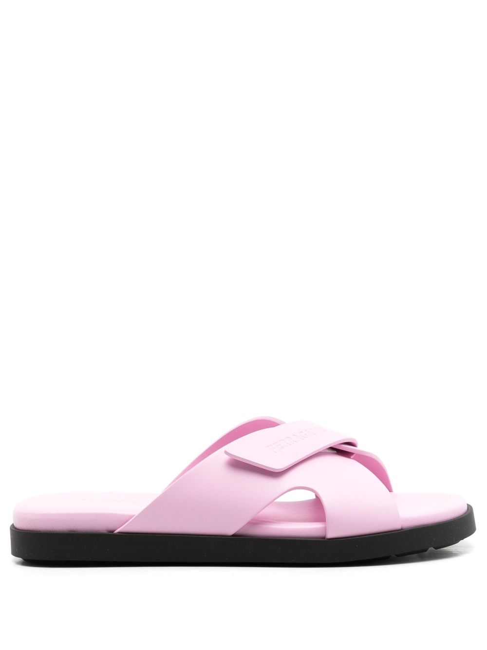 Ferragamo 压纹logo交叉带凉鞋 - 粉色