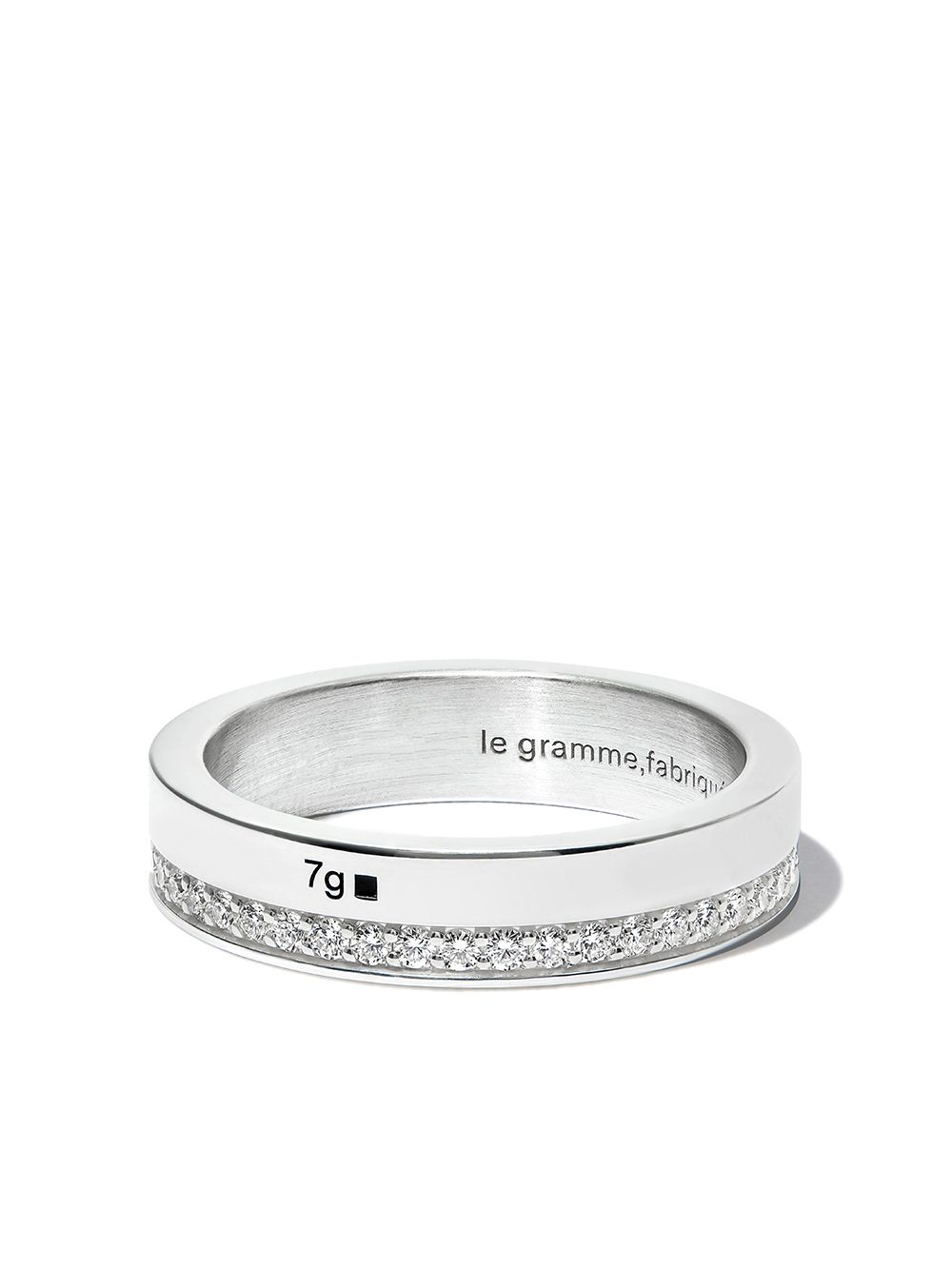 Le Gramme 7G 钻石线条抛光指环戒指 - 银色
