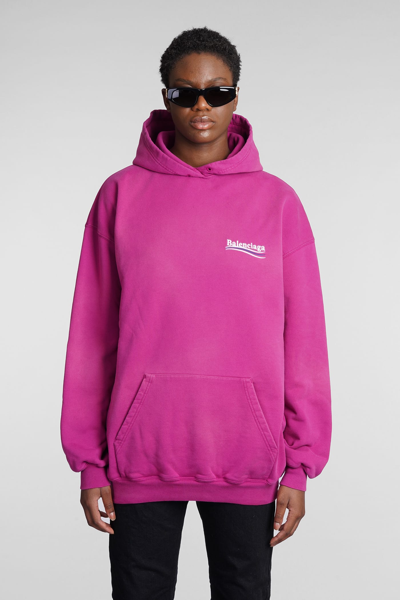 Balenciaga Sweatshirt In Rose-pink Cotton