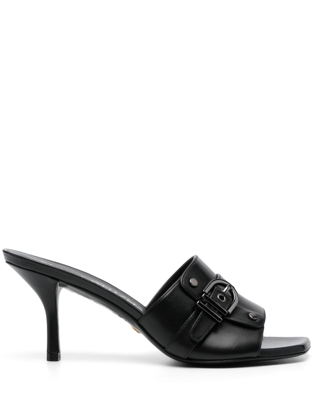 Stuart Weitzman Maverick 皮质高跟穆勒鞋 - 黑色
