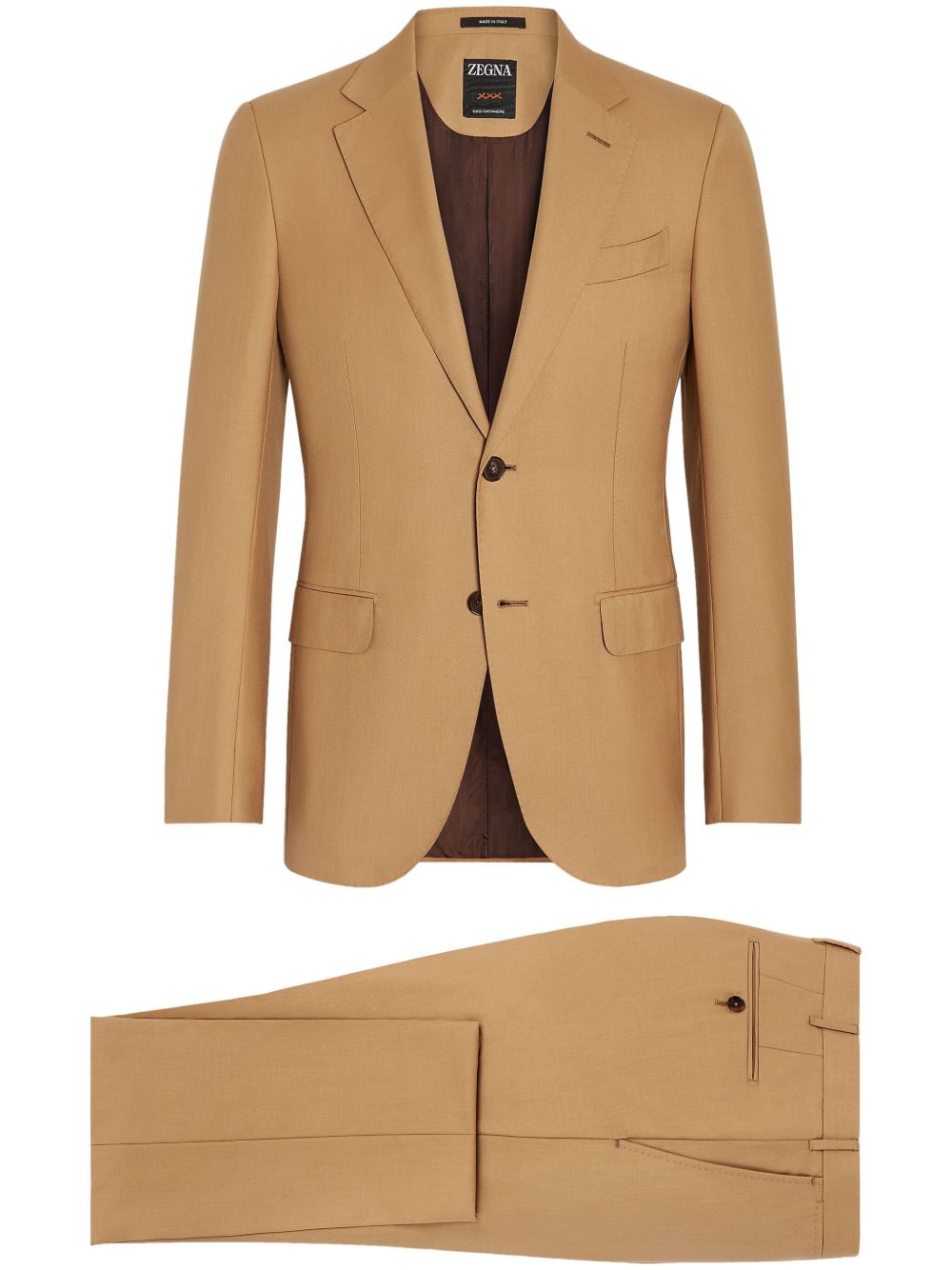 Zegna Oasi 单排扣羊绒西装套装 - 中性色