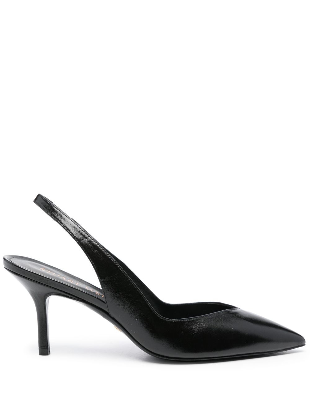 Stuart Weitzman 裹踝皮质高跟鞋 - 黑色