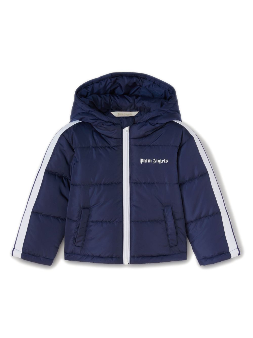 Palm Angels Kids logo刺绣蓬松夹克 - 蓝色