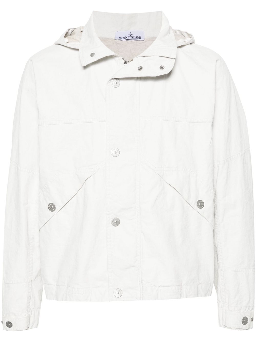 Stone Island logo印花连帽夹克 - 白色