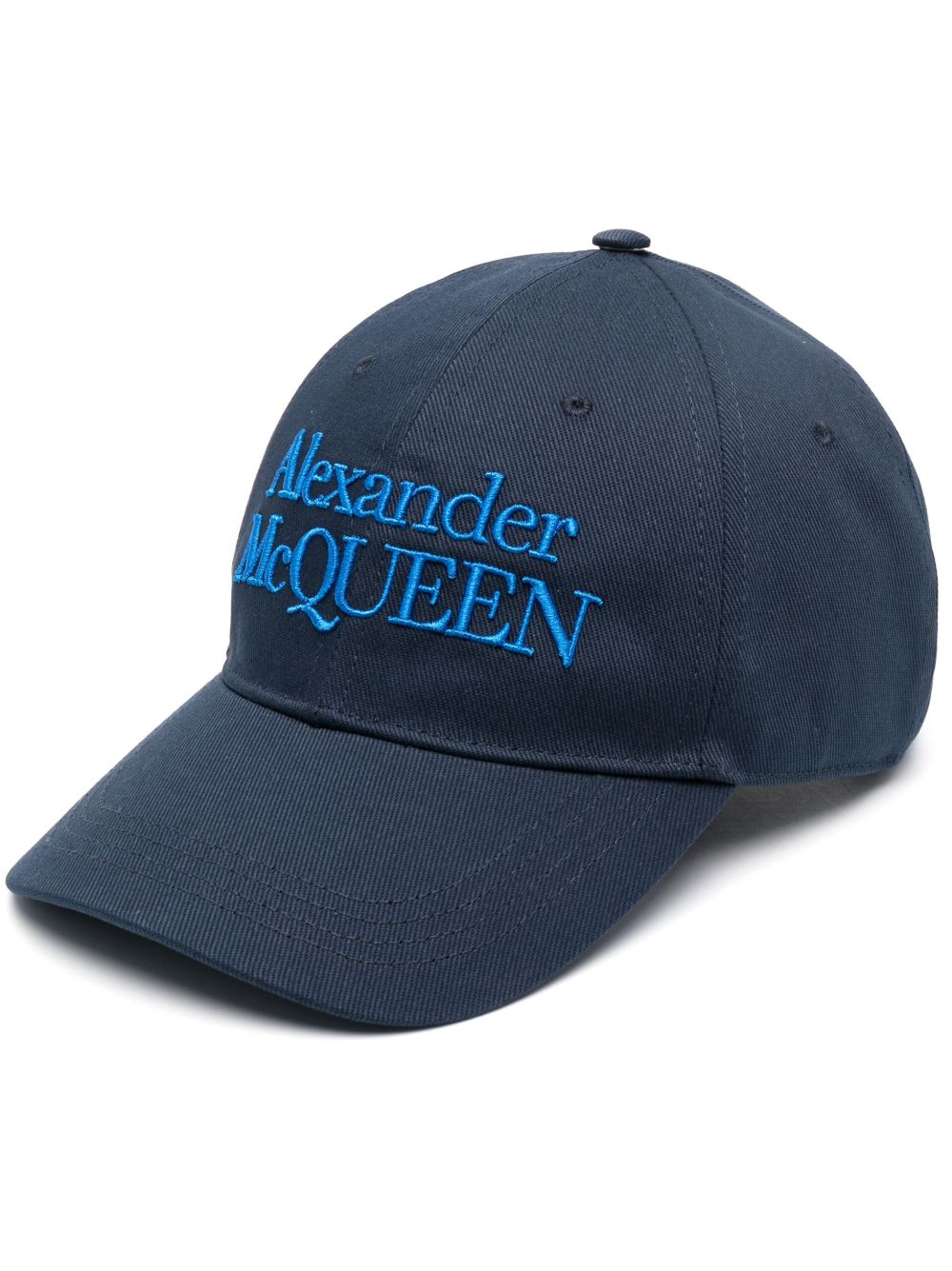 Alexander McQueen logo刺绣棒球帽 - 蓝色
