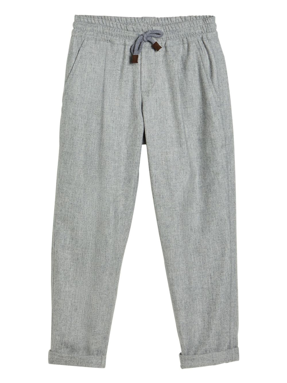 Brunello Cucinelli Kids 抽绳腰边运动裤 - 灰色