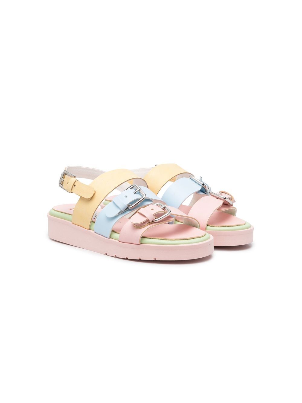 Stella McCartney Kids 拼色袢带凉鞋 - 粉色