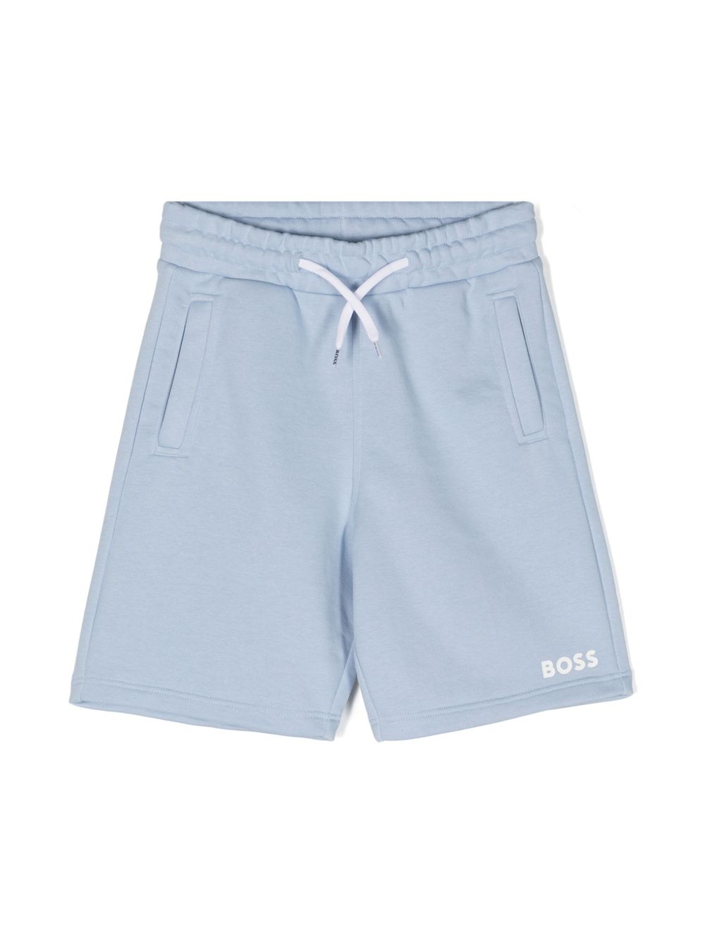 BOSS Kidswear logo印花平纹针织短裤 - 蓝色