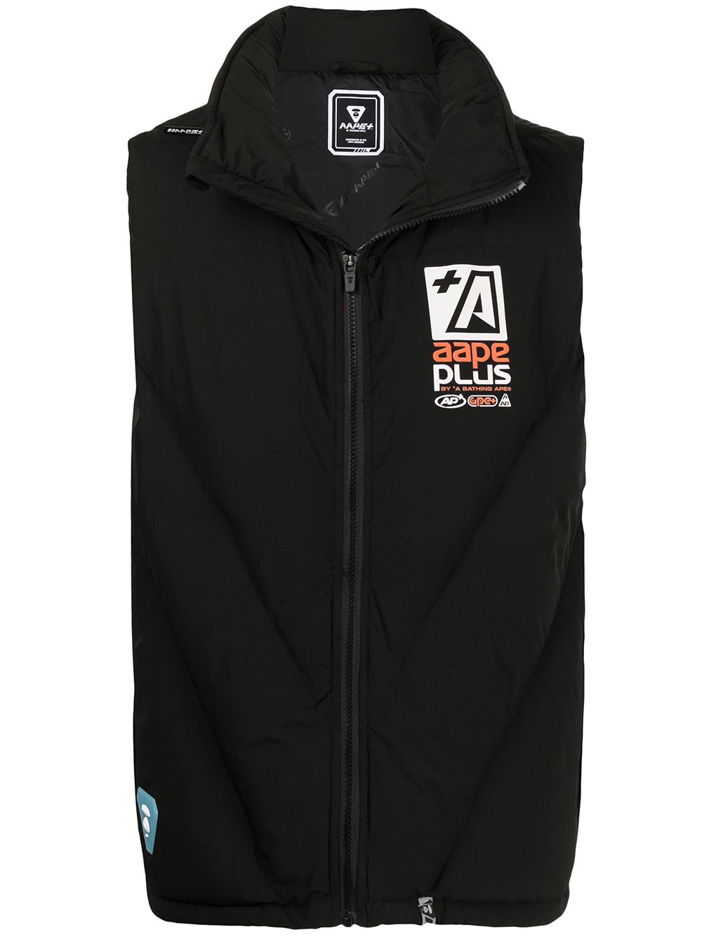 AAPE BY *A BATHING APE® 标贴填充马甲 - 黑色