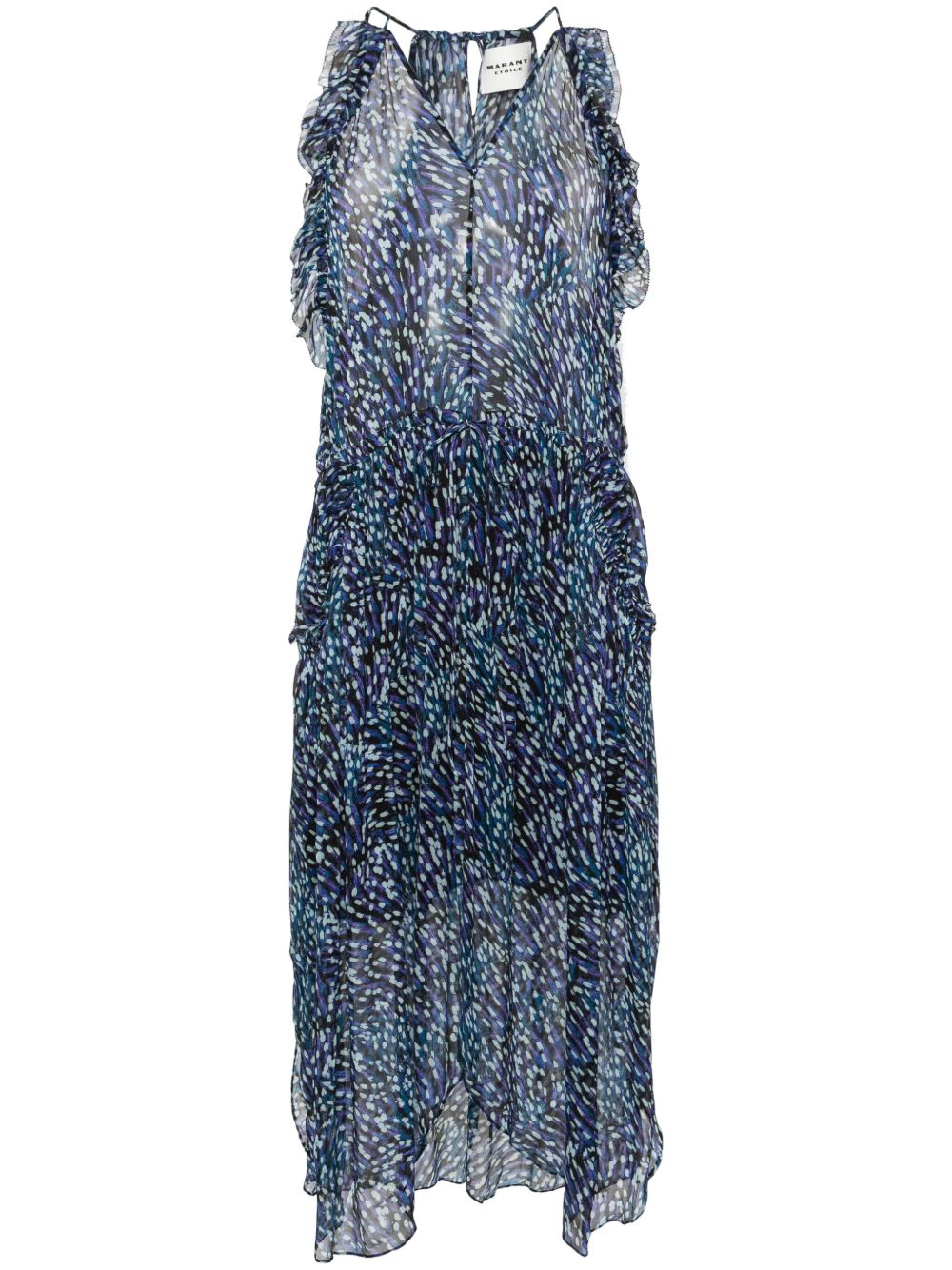 MARANT ÉTOILE Fadelo 抽象印花连衣裙 - 蓝色