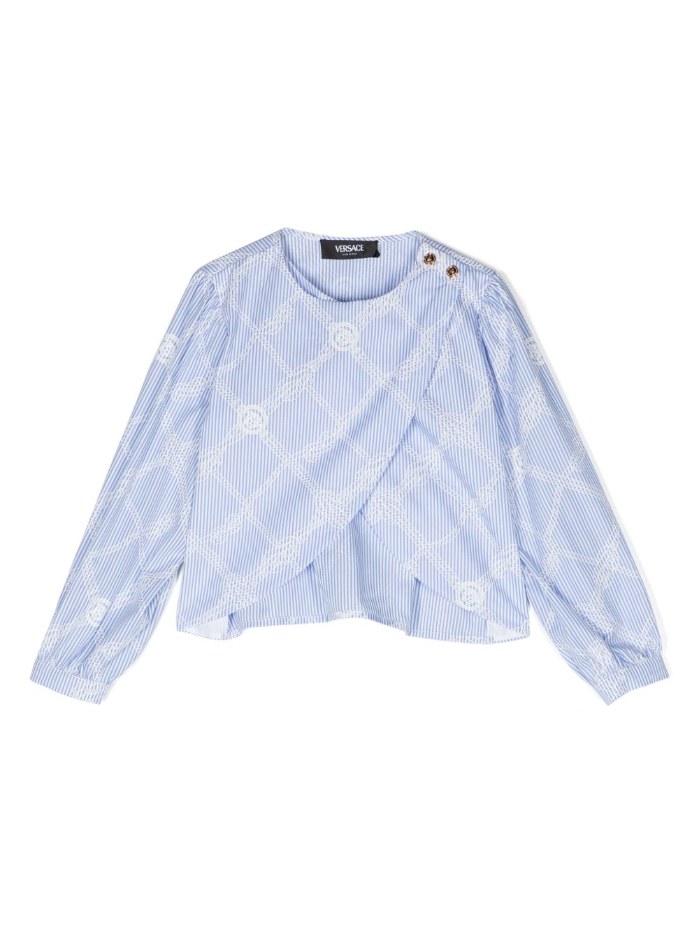 Versace Kids 条纹不对称罩衫 - 白色
