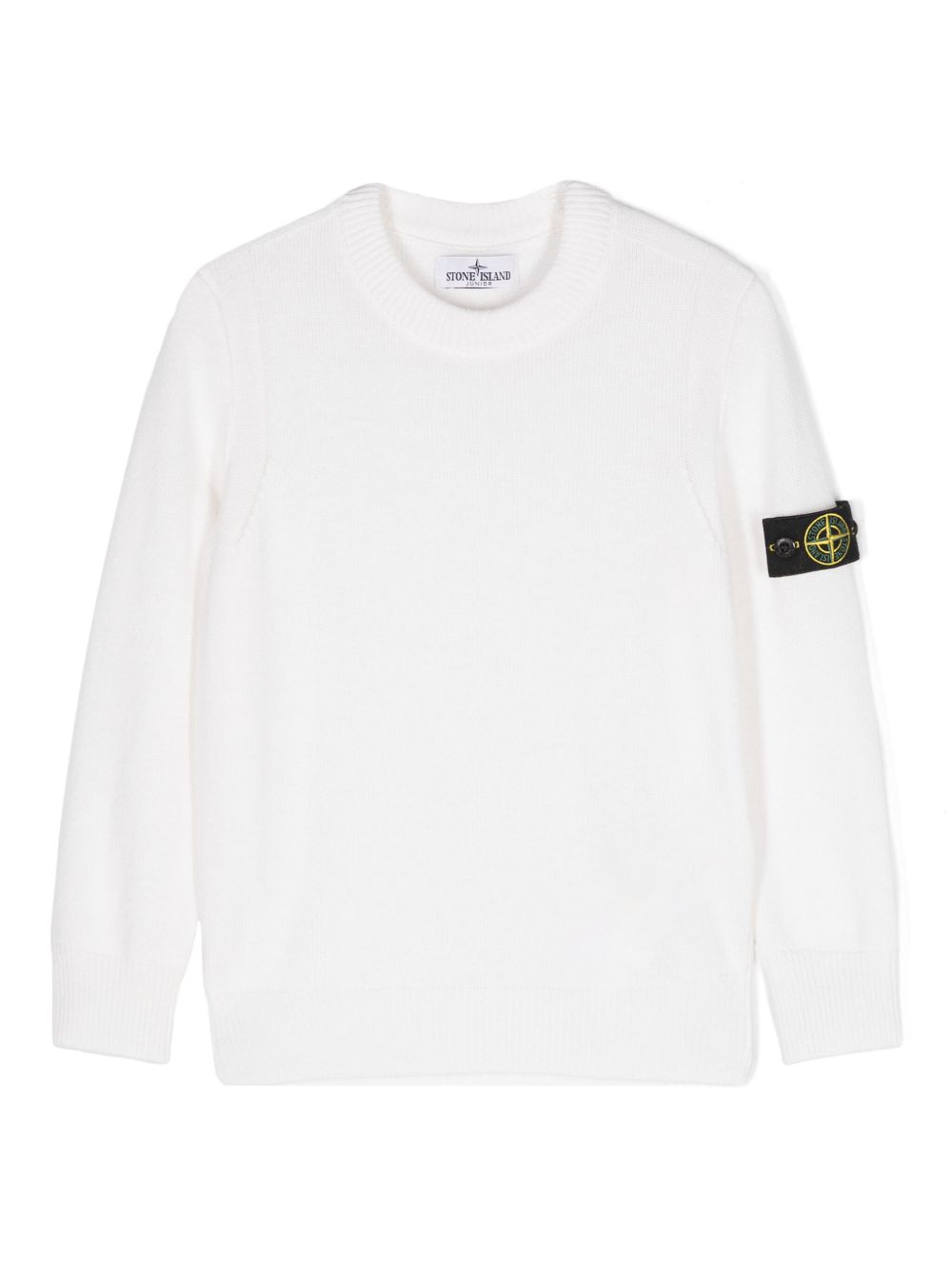 Stone Island Junior 罗盘徽章毛衣 - 白色