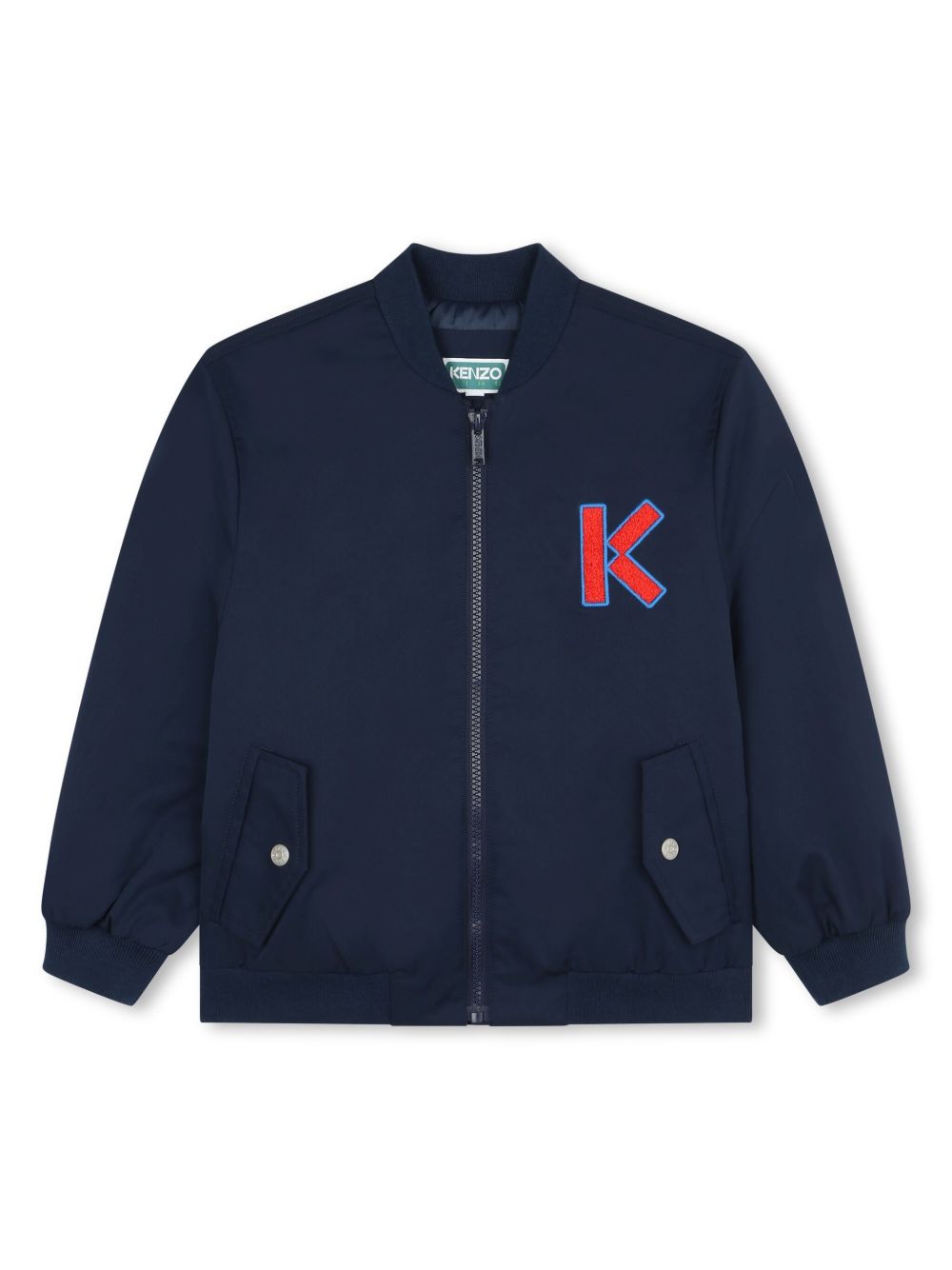 Kenzo Kids logo刺绣飞行员夹克 - 蓝色