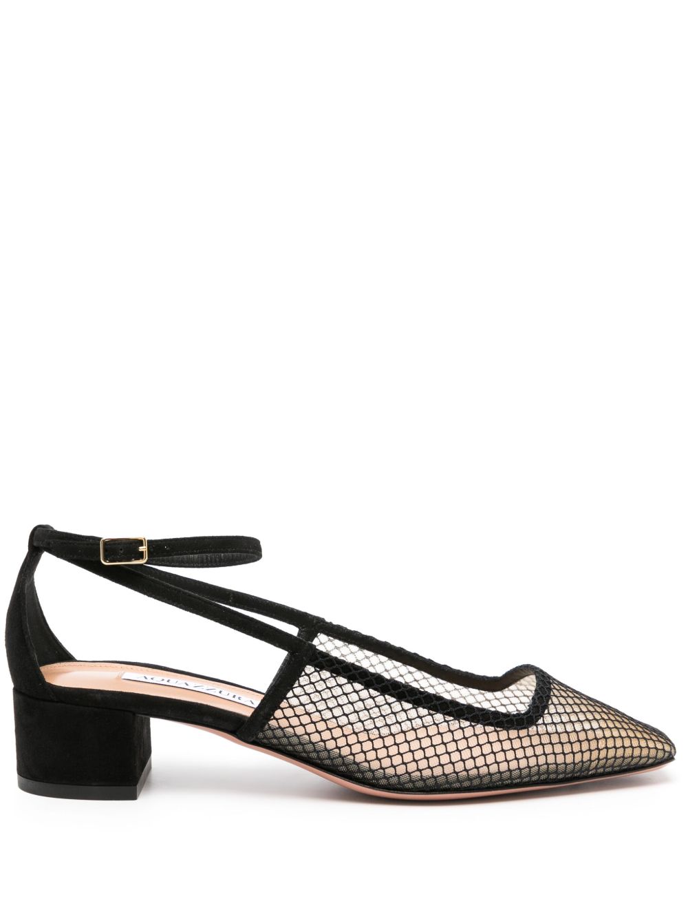 Aquazzura Forbidden Love 网纱低跟鞋 - 黑色
