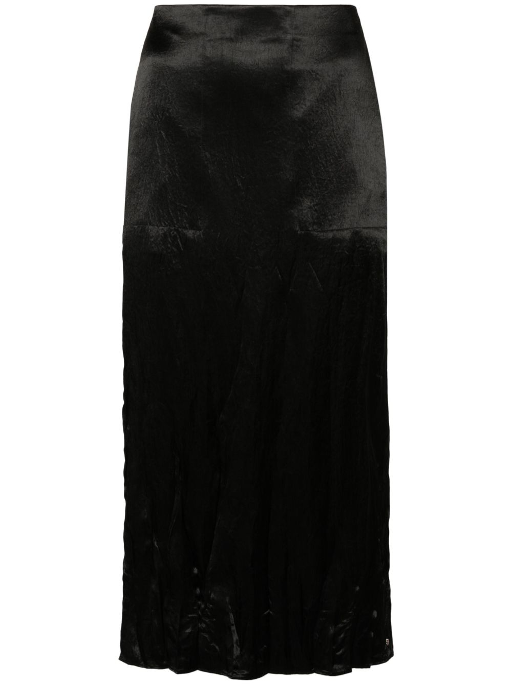 Sportmax 缎面中长半身裙 - 黑色