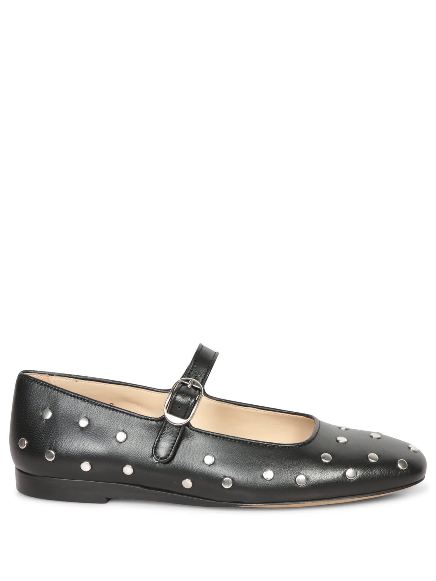 Le Monde Beryl Black Studded Leather Mary Jane