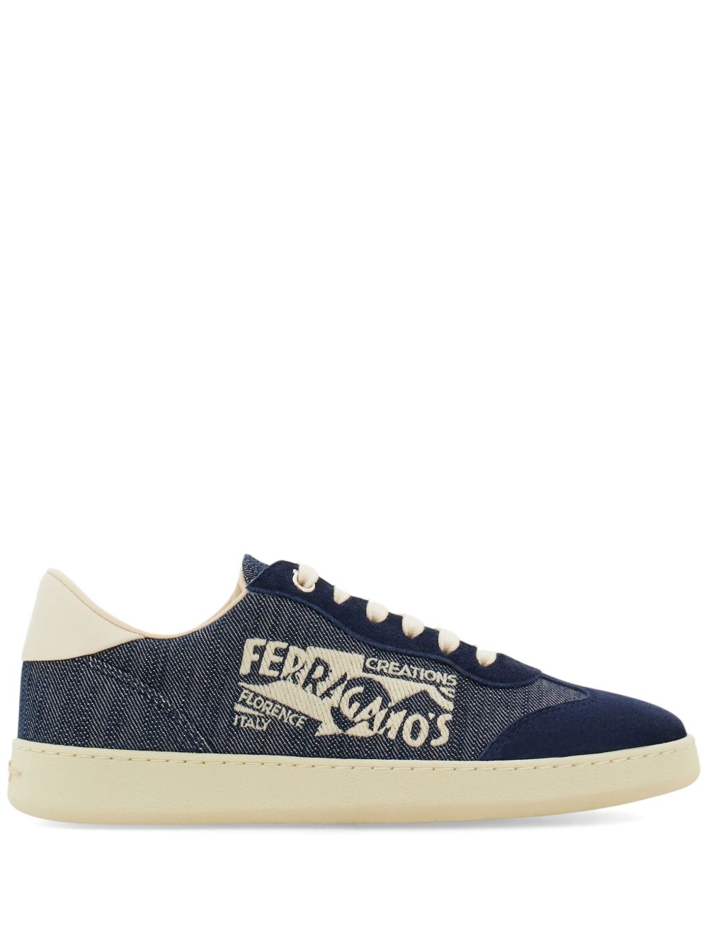 Ferragamo logo印花低帮运动鞋 - 蓝色