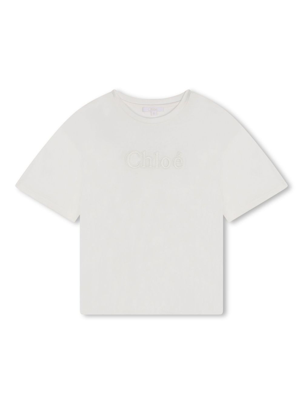 Chloé Kids 刺绣logo棉T恤 - 白色