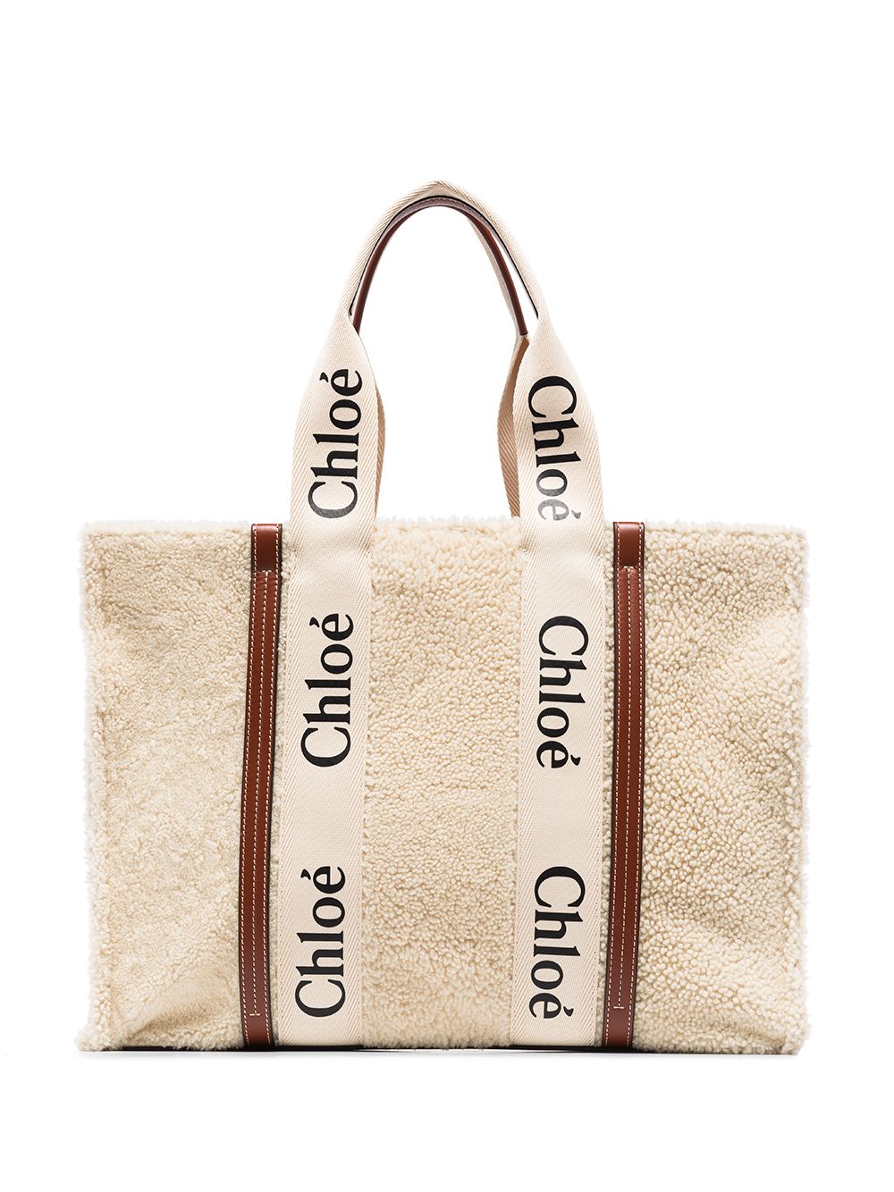 Chloé Woody 皮毛一体中号托特包 - 中性色